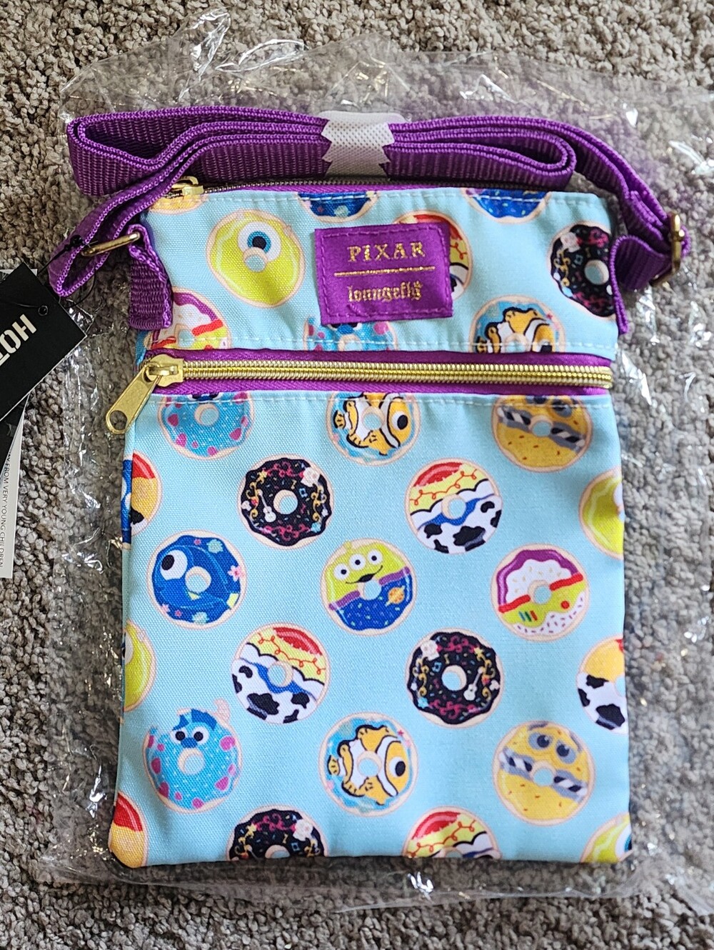 New Loungefly Disney Pixar Characters Donut Passport Crossbody Bag